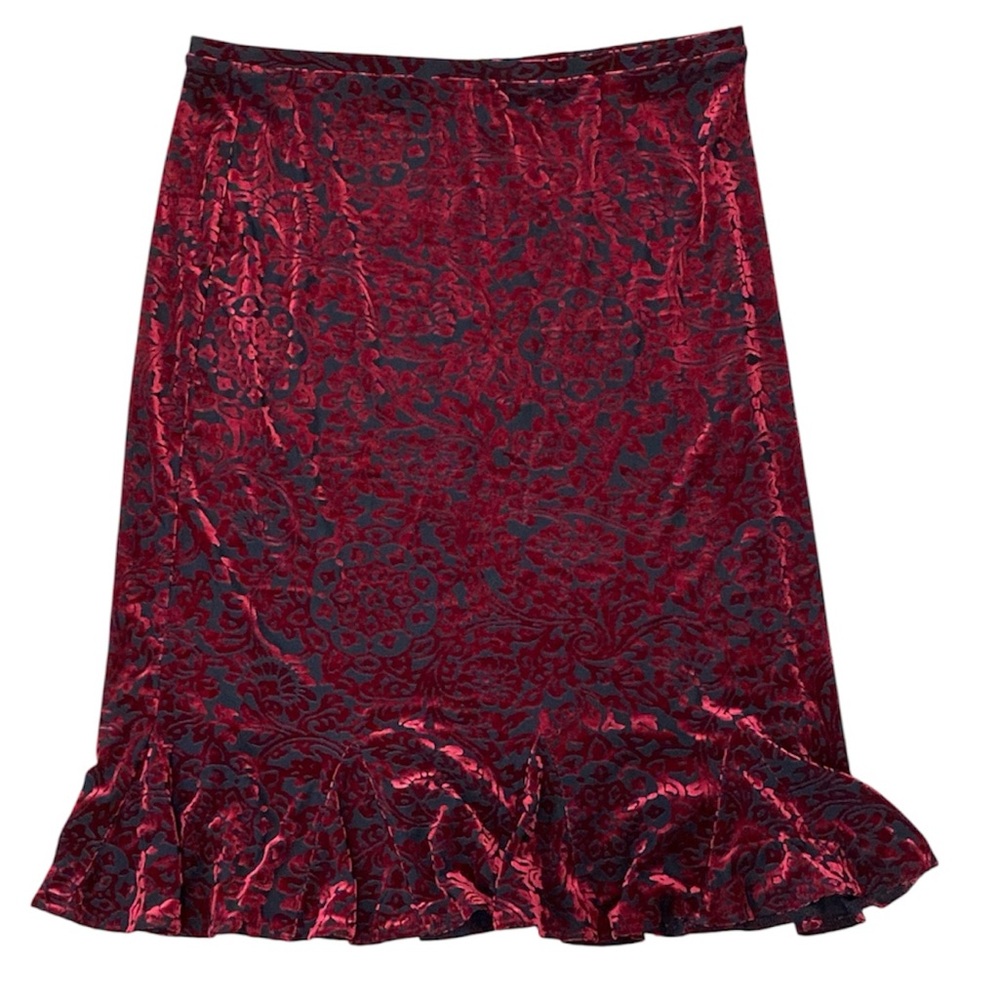 Express Vintage Y2K sheer red and black velvet skirt